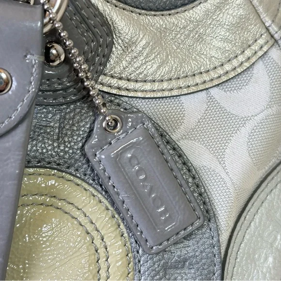 COACH F19042 Patent Leather Canvas Jacquard Logo Monogram Tote Bag Purse - Picture 8 of 16